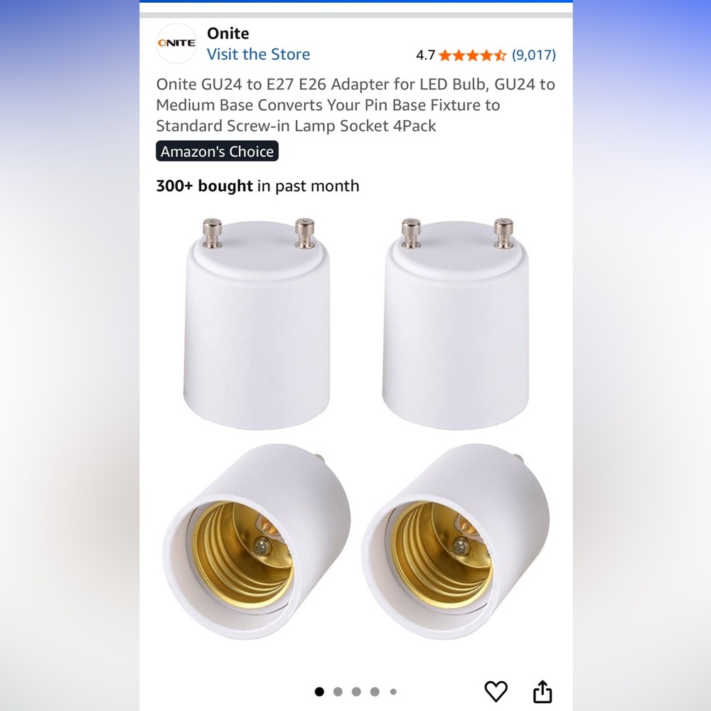 3 light bulb adapters.